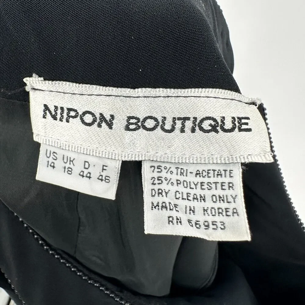 Vintage Cocktail Dress Nipon Boutique Womens Size 14 Black LBD Beaded Timeless - Picture 4 of 10